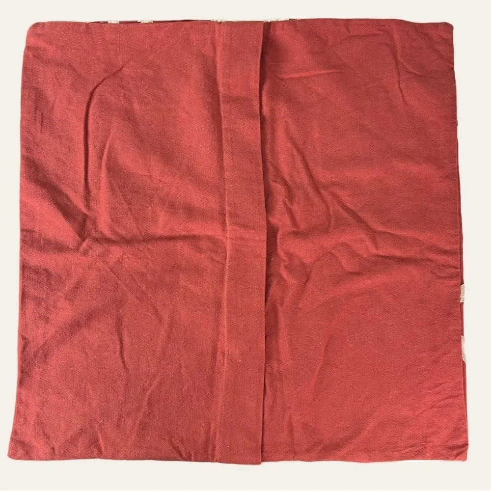 Pottery Barn Embroidered Floral Rust Orange and Cream Euro Sham Pillow Case